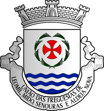 Brasão da União das freguesias de Leomil, Mido, Senouras e Aldeia Nova - Leomil, Mido, Senouras e Aldeia Nova civil parishes union coat-of-arms