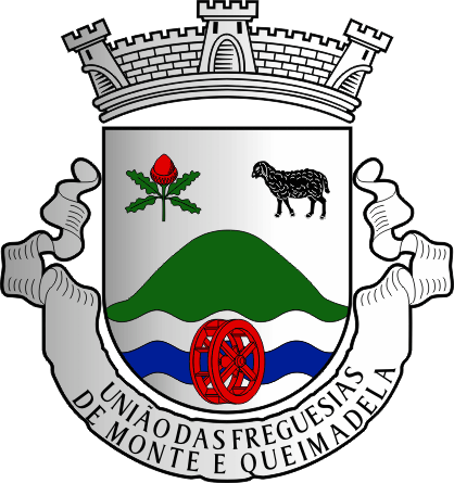 Brasão da União das freguesias de Monte e Queimadela - Monte and Queimadela civil parishes union coat-of-arms Brasão da União das freguesias de Monte e Queimadela - Monte and Queimadela civil parishes union coat-of-arms