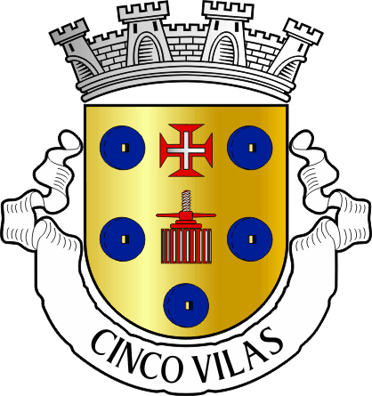 Brasão da antiga freguesia de Cinco Vilas - Cinco Vilas Martins former civil parish, coat-of-arms Brasão da antiga freguesia de Cinco Vilas - Cinco Vilas former civil parish, coat-of-arms