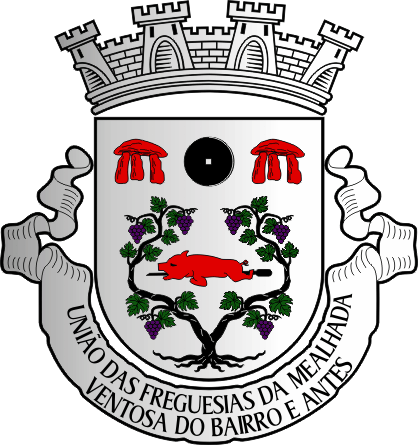Brasão da União das freguesias da Mealhada, Ventosa do Bairro e Antes - Mealhada, Ventosa do Bairro and Antes civil parishes union coat-of-arms