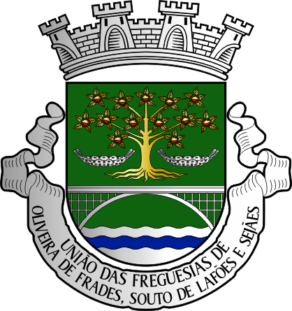 Brasão da União das freguesias de Oliveira de Frades, Souto de Lafões e Sejães - Oliveira de Frades, Souto de Lafões and Sejães civil parishes union coat-of-arms