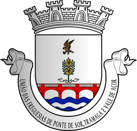 Brasão da União das freguesias de Ponte de Sor, Tramaga e Vale de Açor - Ponte de Sor, Tramaga and Vale de Açor civil parishes union coat-of-arms Brasão da União das freguesias de Ponte de Sor, Tramaga e Vale de Açor - Ponte de Sor, Tramaga and Vale de Açor civil parishes union coat-of-arms