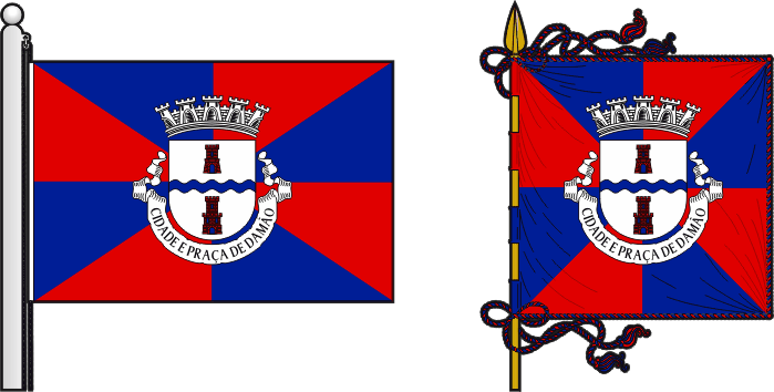 Bandeira e estandarte do Concelho de Damão - Damão municipal flag and banner Bandeira e estandarte do Concelho de Damão - Damão municipal flag and banner