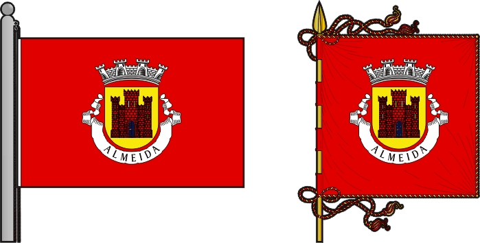 Bandeira e estandarte do Município de Almeida - Almeida municipal flag and banner