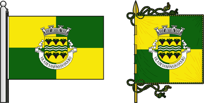 Bandeira e estandarte da freguesia de Sanfins do Douro - Sanfins do Douro civil parish, flag and banner