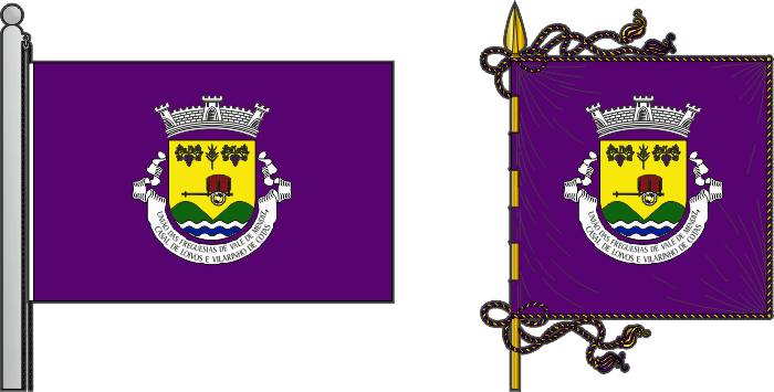 Bandeira e estandarte da União das freguesias de Vale de Mendiz, Casal de Loivos e Vilarinho de Cotas - Vale de Mendiz, Casal de Loivos and Vilarinho de Cotas civil parishes union, flag and banner Bandeira e estandarte da União das freguesias de Vale de Mendiz, Casal de Loivos e Vilarinho de Cotas - Vale de Mendiz, Casal de Loivos and Vilarinho de Cotas civil parishes union, flag and banner
