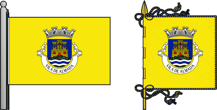Bandeira e estandarte do Município de Torres Novas - Torres Novas municipal flag and banner Bandeira e estandarte do Município de Almada - Almada municipal flag and banner
