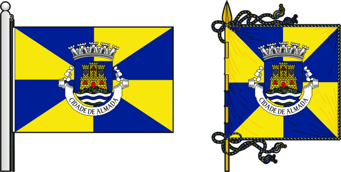 Bandeira e estandarte do Município de Almada - Almada municipal flag and banner Bandeira e estandarte do Município de Almada - Almada municipal flag and banner