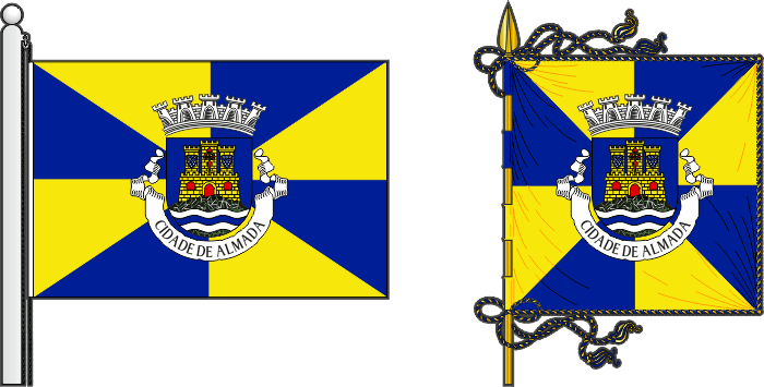 Bandeira e estandarte do Município de Almada - Almada municipal flag and banner Bandeira e estandarte do Município de Almada - Almada municipal flag and banner