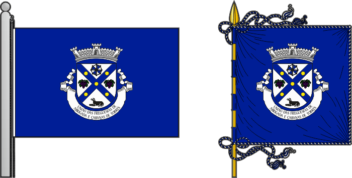 Bandeira e estandarte da União das freguesias de Abrigada e Cabanas de Torres - Abrigada e Cabanas de Torres civil parishes union, flag and banner