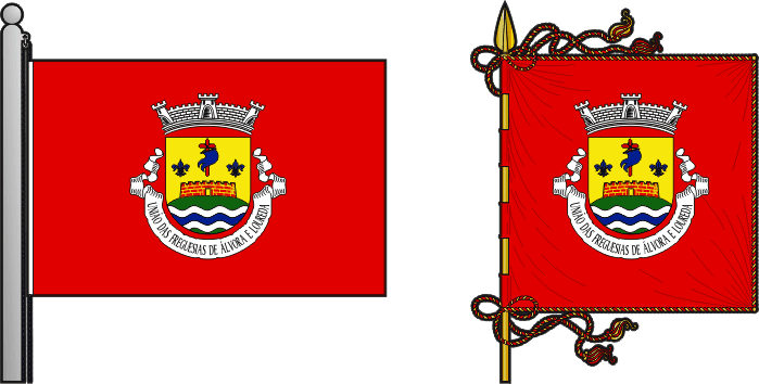 Bandeira e estandarte da União das freguesias de Álvora e Loureda - Álvora and Loureda civil parishes union flag and banner Bandeira e estandarte da União das freguesias de Álvora e Loureda - Álvora and Loureda civil parishes union flag and banner