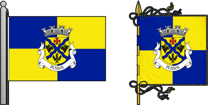 Bandeira e estandarte da antiga freguesia de Pussos - Pussos former civil parish, flag and banner Bandeira e estandarte da antiga freguesia de Pussos - Pussos former civil parish, flag and banner