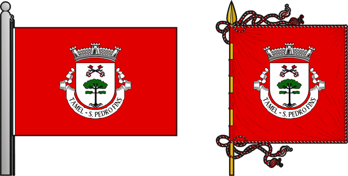 Bandeira e estandarte da antiga freguesia de Tamel (São Pedro Fins) - Tamel (São Pedro Fins) former civil parish, flag and banner Bandeira e estandarte da antiga freguesia de Tamel (São Pedro Fins) - Tamel (São Pedro Fins) former civil parish, flag and banner