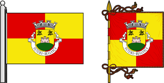Bandeira e estandarte da freguesia de Outeiro - Outeiro civil parish, flag and banner