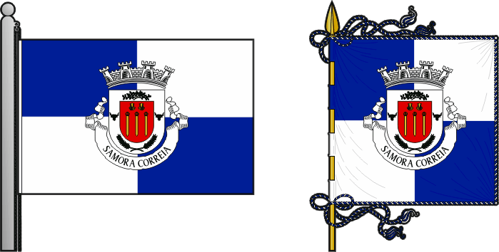Bandeira e estandarte da freguesia de Samora Correia - Samora Correia civil parish, flag and banner Bandeira e estandarte da freguesia de Samora Correia - Samora Correia civil parish, flag and banner