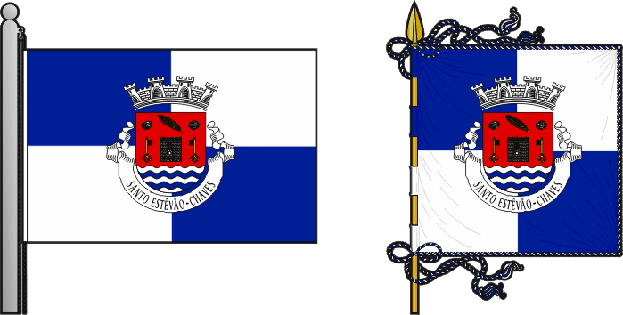 Bandeira e estandarte da freguesia de Santo Estêvão - Santo Estêvão civil parish, flag and banner Bandeira e estandarte da freguesia de Santo Estêvão - Santo Estêvão civil parish, flag and banner