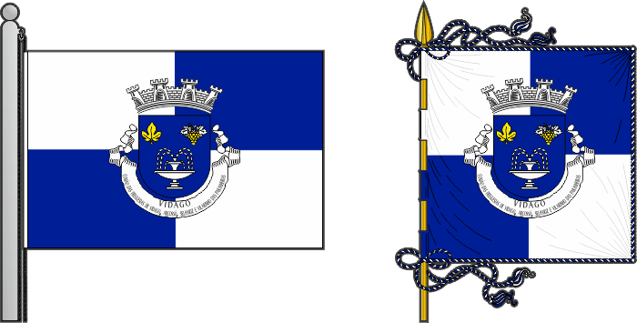 Bandeira e estandarte de Vidago (União das freguesias de Vidago, Arcossó, Selhariz e Vilarinho das Paranheiras) - Vidago (Vidago, Arcossó, Selhariz e Vilarinho das Paranheiras civil parishes union), flag and banner Bandeira e estandarte de Vidago (União das freguesias de Vidago, Arcossó, Selhariz e Vilarinho das Paranheiras) - Vidago (Vidago, Arcossó, Selhariz e Vilarinho das Paranheiras civil parishes union), flag and banner