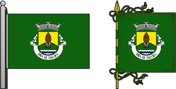Bandeira e estandarte da freguesia de Riba de Âncora - Riba de Âncora civil parish, flag and banner