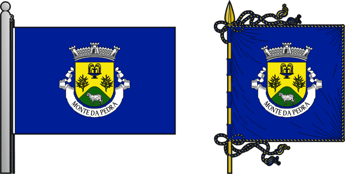 Bandeira e estandarte da freguesia de Monte da Pedra - Monte da Pedra civil parish, flag and banner