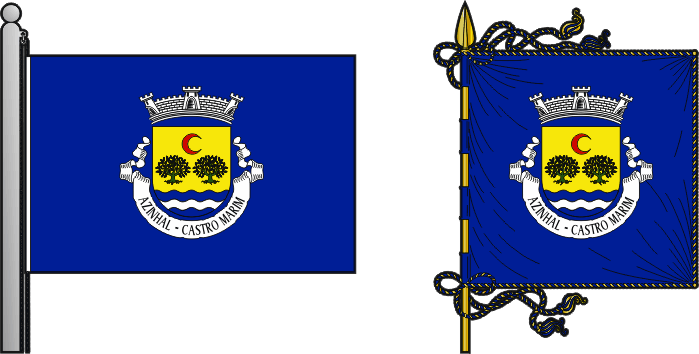 Bandeira e estandarte da freguesia de Azinhal - Azinhal civil parish, flag and banner