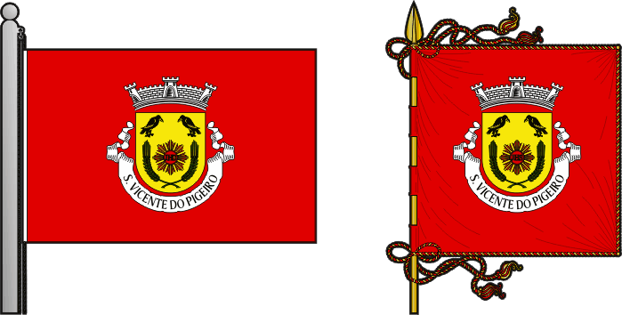 Bandeira e estandarte da antiga freguesia de São Vicente do Pigeiro - São Vicente do Pigeiro former civil parish, flag and banner