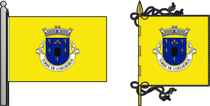 Bandeira e estandarte da freguesia de Torre de Coelheiros - Torre de Coelheiros civil parish, flag and banner