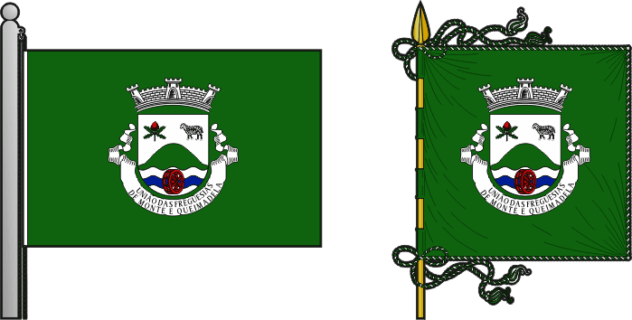 Bandeira e estandarte da União das freguesias de Monte e Queimadela - Monte and Queimadela civil parishes union flag and banner Bandeira e estandarte da União das freguesias de Monte e Queimadela - Monte and Queimadela civil parishes union flag and banner