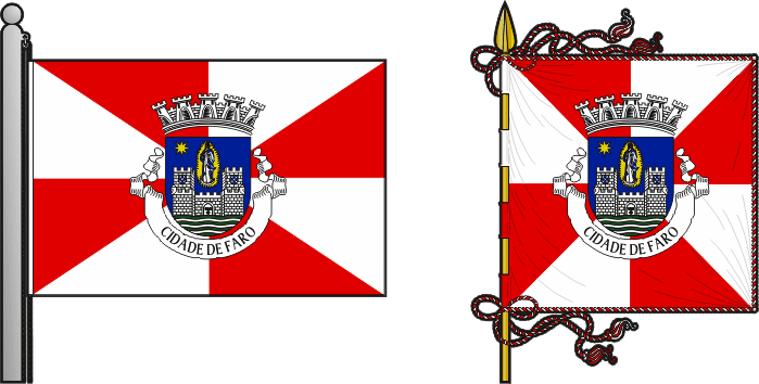 Bandeira e estandarte do Município de Faro - Faro municipal flag and banner Bandeira e estandarte do Município de Faro - Faro municipal flag and banner