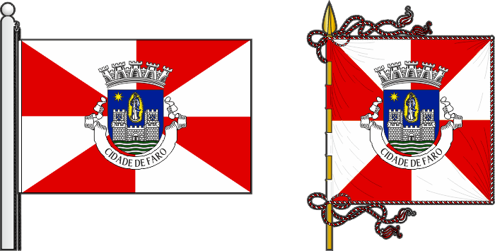 Bandeira e estandarte do Município de Faro - Faro municipal flag and banner Bandeira e estandarte do Município de Faro - Faro municipal flag and banner