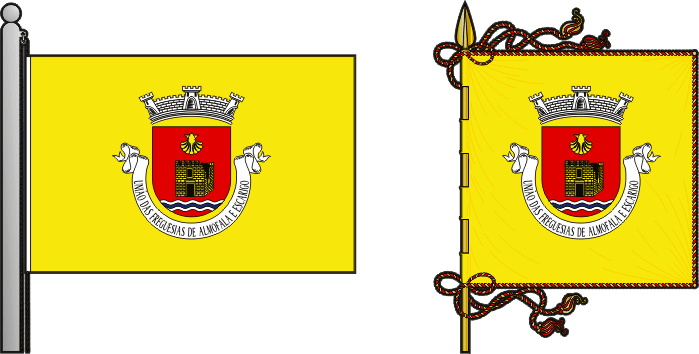 Bandeira e estandarte da União das freguesias de Almofala e Escarigo - Almofala and Escarigo civil parishes union flag and banner Bandeira e estandarte da União das freguesias de Almofala e Escarigo - Almofala and Escarigo civil parishes union flag and banner