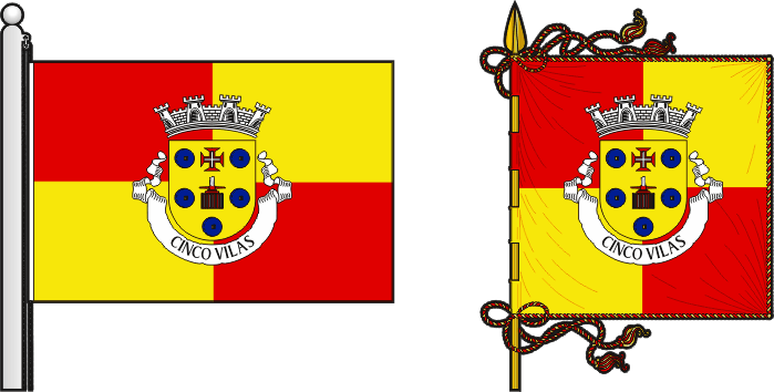 Bandeira e estandarte da antiga freguesia de Cinco Vilas - Cinco Vilas former civil parish, flag and banner Bandeira e estandarte da antiga freguesia de Cinco Vilas - Cinco Vilas former civil parish, flag and banner
