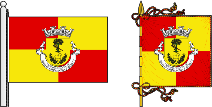 Bandeira e estandarte da União das freguesias de Freixo de Espada à Cinta e Mazouco - Freixo de Espada à Cinta and Mazouco civil parishes union flag and banner Bandeira e estandarte da União das freguesias de Freixo de Espada à Cinta e Mazouco - Freixo de Espada à Cinta and Mazouco civil parishes union flag and banner