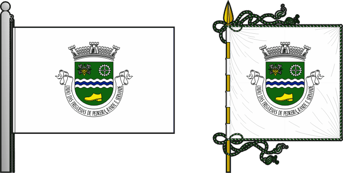 Bandeira e estandarte da União das freguesias de Pedreira, Rande e Sernande - Pedreira, Rande and Sernande civil parishes union flag and banner