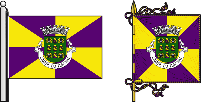 Bandeira e estandarte do município do Funchal- Funchal municipal flag and banner