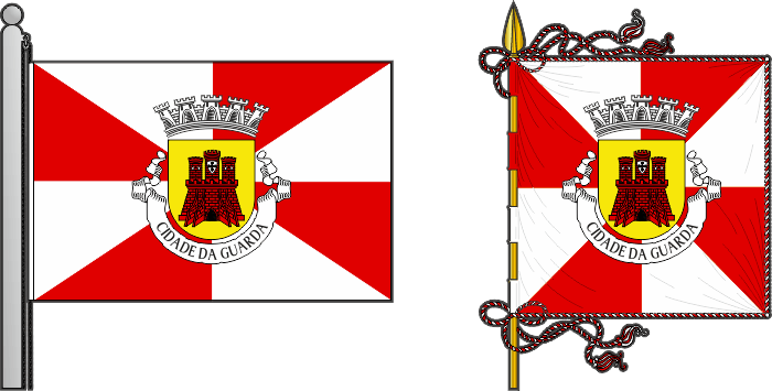 Bandeira e estandarte do Município da Guarda - Guarda municipal flag and banner Bandeira e estandarte do Município da Guarda - Guarda municipal flag and banner