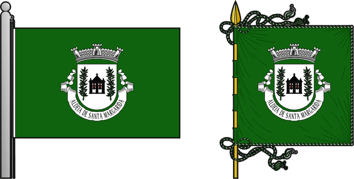 Bandeira e estandarte da freguesia de Aldeia de Santa Margarida - Aldeia de Santa Margarida civil parish, flag and banner