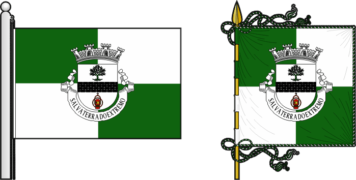 Bandeira e estandarte da antiga freguesia de Salvaterra do Extremo - Salvaterra do Extremo former civil parish, flag and banner Bandeira e estandarte da antiga freguesia de Salvaterra do Extremo - Salvaterra do Extremo former civil parish, flag and banner