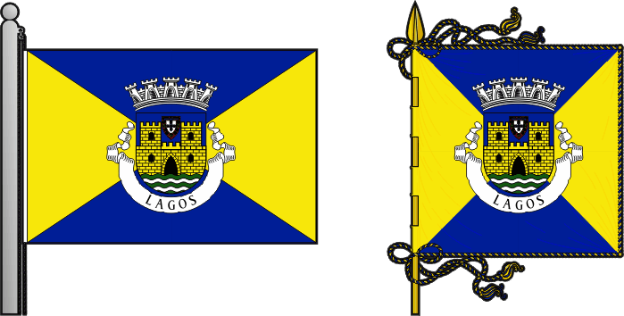 Bandeira e estandarte do Município de Lagos - Lagos municipal flag and banner Bandeira e estandarte do Município de Lagos - Lagos municipal flag and banner