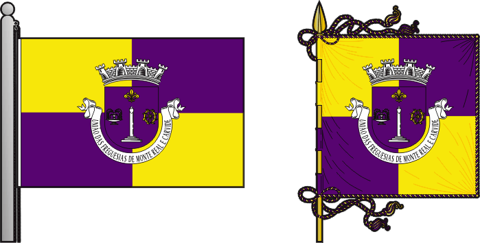 Bandeira e estandarte da União das freguesias de Monte Real e Carvide - Monte Real and Carvide civil parishes union flag and banner Bandeira e estandarte da União das freguesias de Monte Real e Carvide - Monte Real and Carvide civil parishes union flag and banner