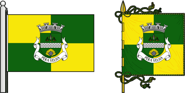 Bandeira e estandarte da antiga freguesia de Pêra Velha - Pêra Velha former civil parish, flag and banner Bandeira e estandarte da antiga freguesia de Pêra Velha - Pêra Velha former civil parish, flag and banner