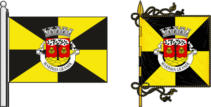 Bandeira e estandarte do Município da Marinha Grande - Marinha Grande municipal flag and banner Bandeira e estandarte do Município da Marinha Grande - Marinha Grande municipal flag and banner