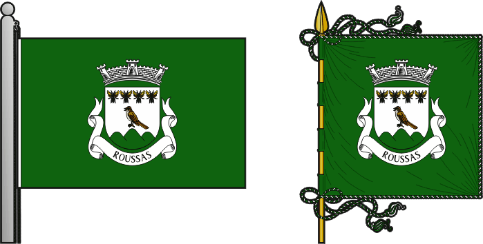 Bandeira e estandarte da antiga freguesia de Roussas - Roussas former civil parish, flag and banner Bandeira e estandarte da antiga freguesia de Roussas - Roussas former civil parish, flag and banner