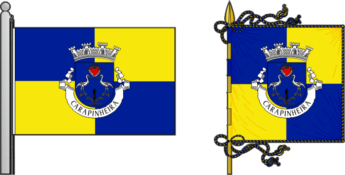 Bandeira e estandarte da freguesia de Caraprinheira - Caraprinheira civil parish, flag and banner