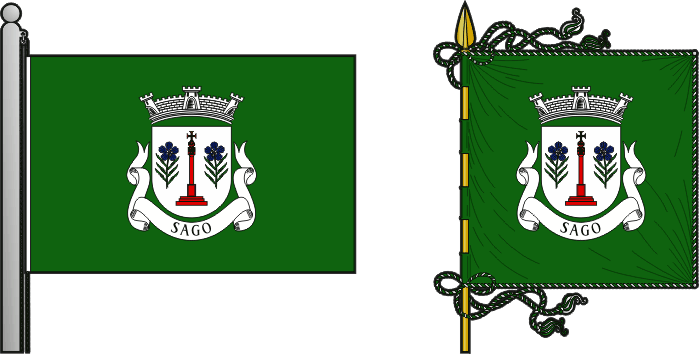 Bandeira e estandarte da antiga freguesia de Sago - Sago former civil parish, flag and banner