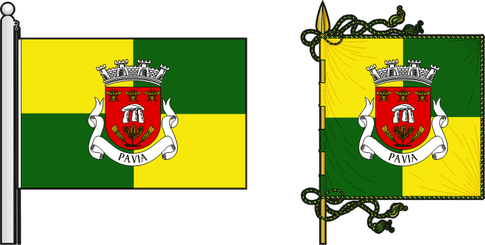 Bandeira e estandarte da freguesia de Pavia - Pavia civil parish, flag and banner