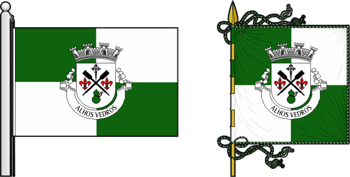 Bandeira e estandarte da freguesia de Alhos Vedros - Alhos Vedros civil parish, flag and banner