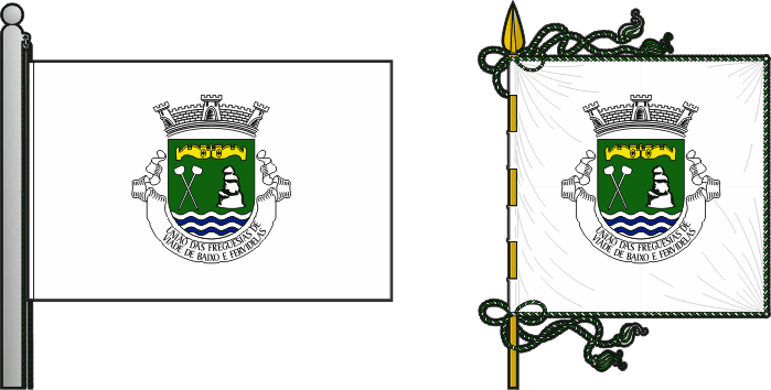 Bandeira e estandarte da União das freguesias de Viade de Baixo e Fervidelas - Viade de Baixo and Fervidelas civil parishes union flag and banner Bandeira e estandarte da União das freguesias de Viade de Baixo e Fervidelas - Viade de Baixo and Fervidelas civil parishes union flag and banner