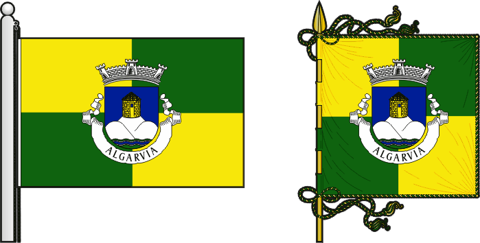 Bandeira e estandarte da freguesia de Algarvia - Algarvia civil parish, flag and banner