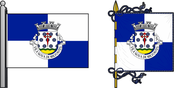 Bandeira e estandarte da freguesia de Vila Nova de Milfontes - Vila Nova de Milfontes civil parish, flag and banner