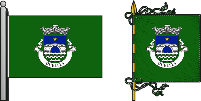 Bandeira e estandarte da freguesia de Quelfes - Quelfes civil parish, flag and banner Bandeira e estandarte da freguesia de Quelfes - Quelfes civil parish, flag and banner